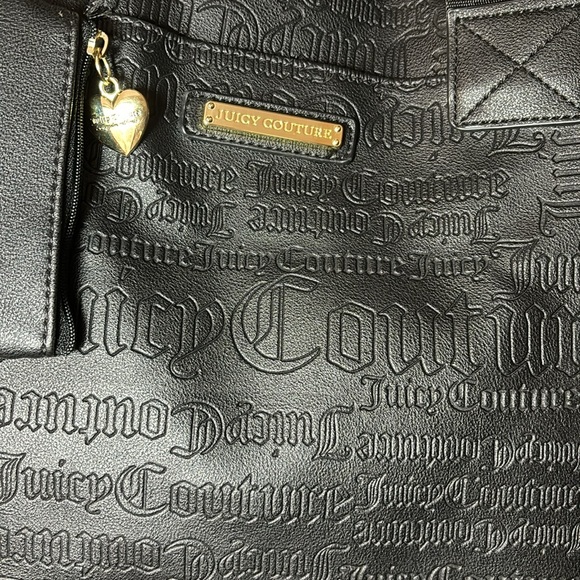 Juicy Couture Lg. Weekender Bag Black Faux Leather w Zip Coin Purse 17”x11”x8” - Picture 3 of 17